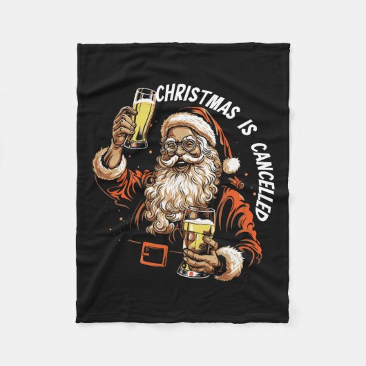Kerst wordt afgelast Funny Santa Drink Beer X Fleece Deken (Voorkant)