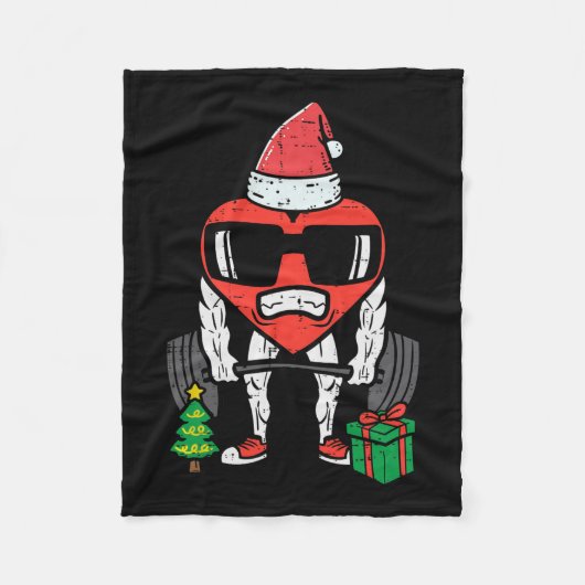 Kerst Workout Heart Lifting Xmas Gym Oefening Fleece Deken (Voorkant)