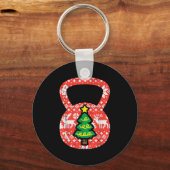 Kerst Workout Kettlebell Xmas Gym Oefening Wom Sleutelhanger (Voorkant)
