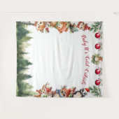 Kerst Woud Dieren Baby Het Is Koud Tapijt Wandkleed (Voorkant (horizontaal))