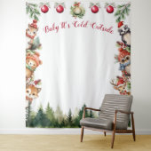 Kerst Woud Dieren Baby Het Is Koud Tapijt Wandkleed (In situ)