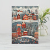 Kerst Woud Dorp Cozy Feestdagenkaart (Staand voorkant)