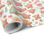Kerst wrap met feestelijke traktaties cadeaupapier (Rol Hoek)
