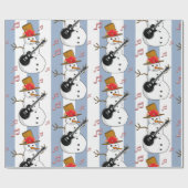 Kerst Wrapping Blue & White Stripe Snowman Cadeaupapier (Vlak)