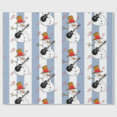 Kerst Wrapping Blue & White Stripe Snowman Cadeaupapier (Vlak)