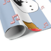Kerst Wrapping Blue & White Stripe Snowman Cadeaupapier (Rol Hoek)