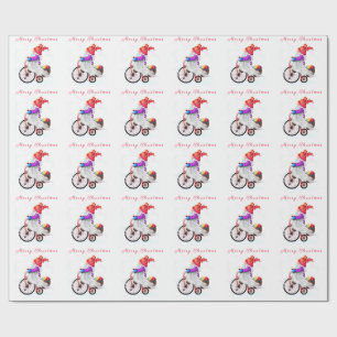 Kerst Wrapping Paper Gnome met fiets en cadeau Cadeaupapier