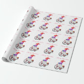 Kerst Wrapping Paper Gnome met fiets en cadeau Cadeaupapier (Uitgerold)
