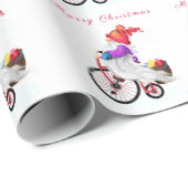 Kerst Wrapping Paper Gnome met fiets en cadeau Cadeaupapier (Rol Hoek)