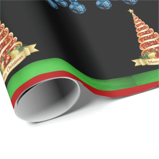 Kerst Wrapping Papier Boom Zwart (Rol Hoek)