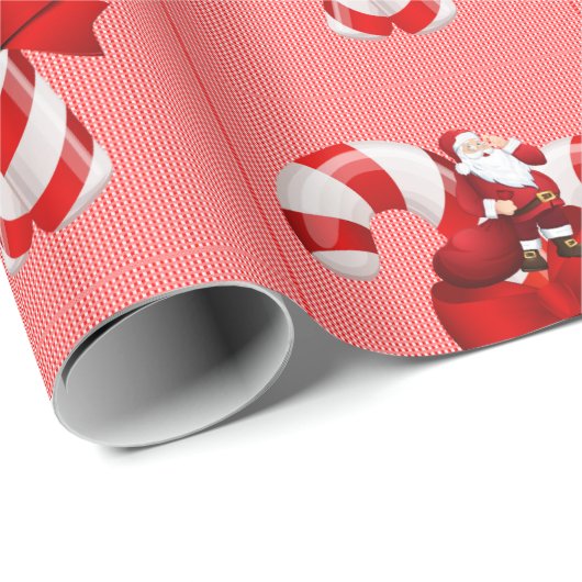 Kerst Wrapping Papier Candy Cane Rode Streep (Rol Hoek)