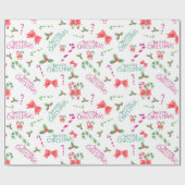 Kerst Wrapping Papier Candy Canes Holly (Vlak)