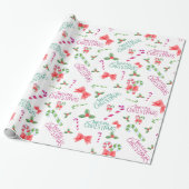 Kerst Wrapping Papier Candy Canes Holly (Uitgerold)