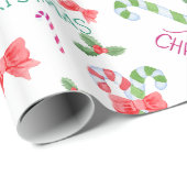 Kerst Wrapping Papier Candy Canes Holly (Rol Hoek)