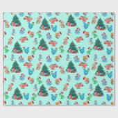 Kerst Wrapping Papier Dinosaurus Kinder Schattige (Vlak)