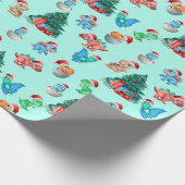 Kerst Wrapping Papier Dinosaurus Kinder Schattige (Hoek)