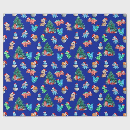 Kerst Wrapping Papier Dinosaurus Kinder Schattige (Vlak)