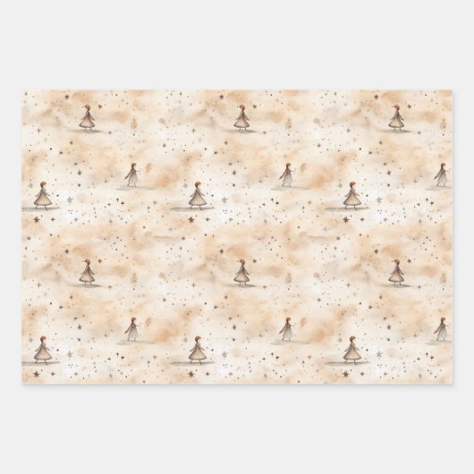 Kerst Wrapping Papier Goud Neutrals Inpakpapier Vel (Voorkant 2)