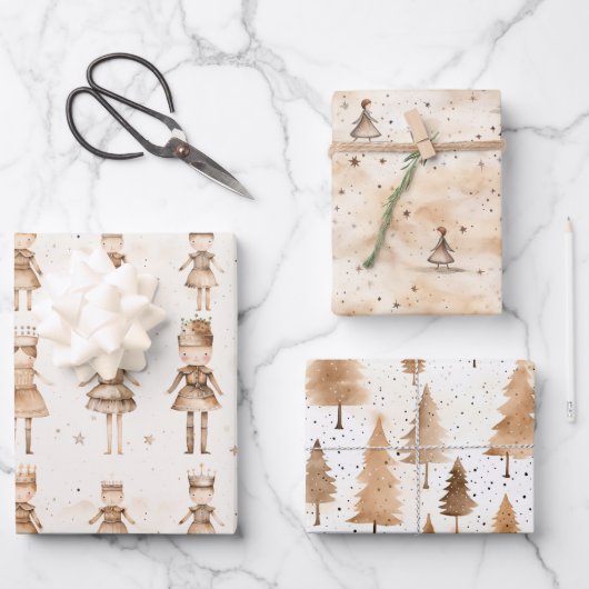 Kerst Wrapping Papier Goud Neutrals Inpakpapier Vel (Voorkant)