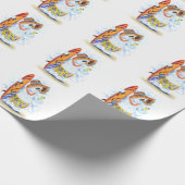Kerst Wrapping Papier Grappige Sneeuwman Surfer (Hoek)