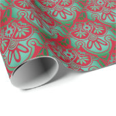 Kerst Wrapping papier groen en rood bohemian (Rol Hoek)