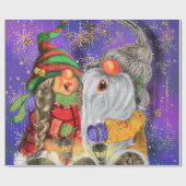 Kerst Wrapping Papier met Gelukkige Gnomen (Vlak)