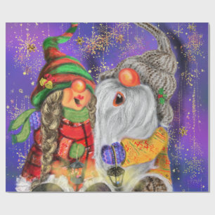 Kerst Wrapping Papier met Gelukkige Gnomen