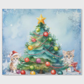 Kerst Wrapping Papier met katten spelen (Vlak)