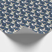 Kerst Wrapping Papier met konijntjes en sneeuwvlok (Hoek)