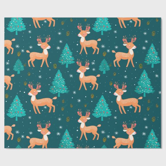 Kerst Wrapping Papier met Rendier (Vlak)