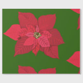 Kerst Wrapping Papier Rode bloemen (Vlak)