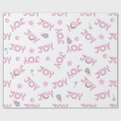 Kerst Wrapping Papier Roze Candy Cane Joy (Vlak)