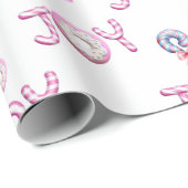 Kerst Wrapping Papier Roze Candy Cane Joy (Rol Hoek)