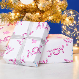 Kerst Wrapping Papier Roze Candy Cane Joy