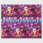 Kerst Wrapping Papier Santa Paarse (Vlak)