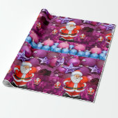 Kerst Wrapping Papier Santa Paarse (Uitgerold)