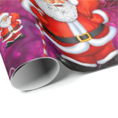 Kerst Wrapping Papier Santa Paarse (Rol Hoek)