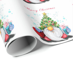 Kerst Wrapping Papier Schattige Gnome met Gift