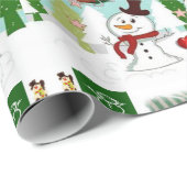Kerst Wrapping Papier Sneeuwman Liefde (Rol Hoek)