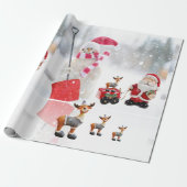 Kerst Wrapping Papier Sneeuwman Santa Moose (Uitgerold)
