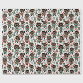 Kerst Wrapping Papier voor Zwart Kinder - Zingen (Vlak)