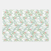 Kerst Wrapping Papier Waterverf Botanisch Inpakpapier Vel (Voorkant)