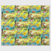 Kerst Wrapping Papier Zomer Strand Bum Santa (Vlak)