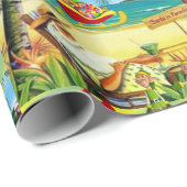 Kerst Wrapping Papier Zomer Strand Bum Santa (Rol Hoek)