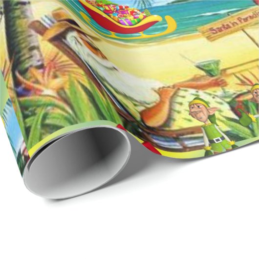 Kerst Wrapping Papier Zomer Strand Bum Santa (Rol Hoek)