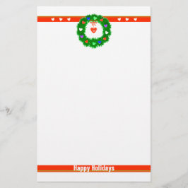 Kerst Wreath of Hearts Briefpapier