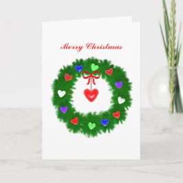 Kerst Wreath of Hearts Feestdagen Kaart