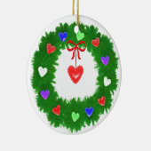 Kerst Wreath of Hearts Keramisch Ornament (Rechts)