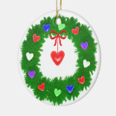 Kerst Wreath of Hearts Keramisch Ornament (Links)