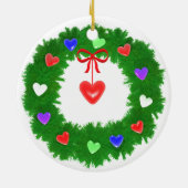 Kerst Wreath of Hearts Keramisch Ornament (Achterkant)